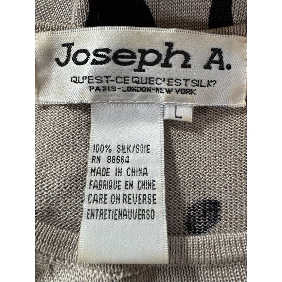 Joseph A. Silk Polka Dot Sweater Beige & Black Size L 100% Silk Women's Short Sl - Picture 3 of 16